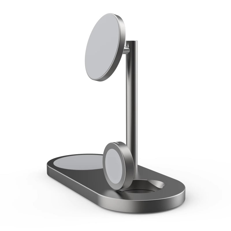 Premium 3-in-1 Wireless Charger Stand Aluminum Alloy Fast Charging