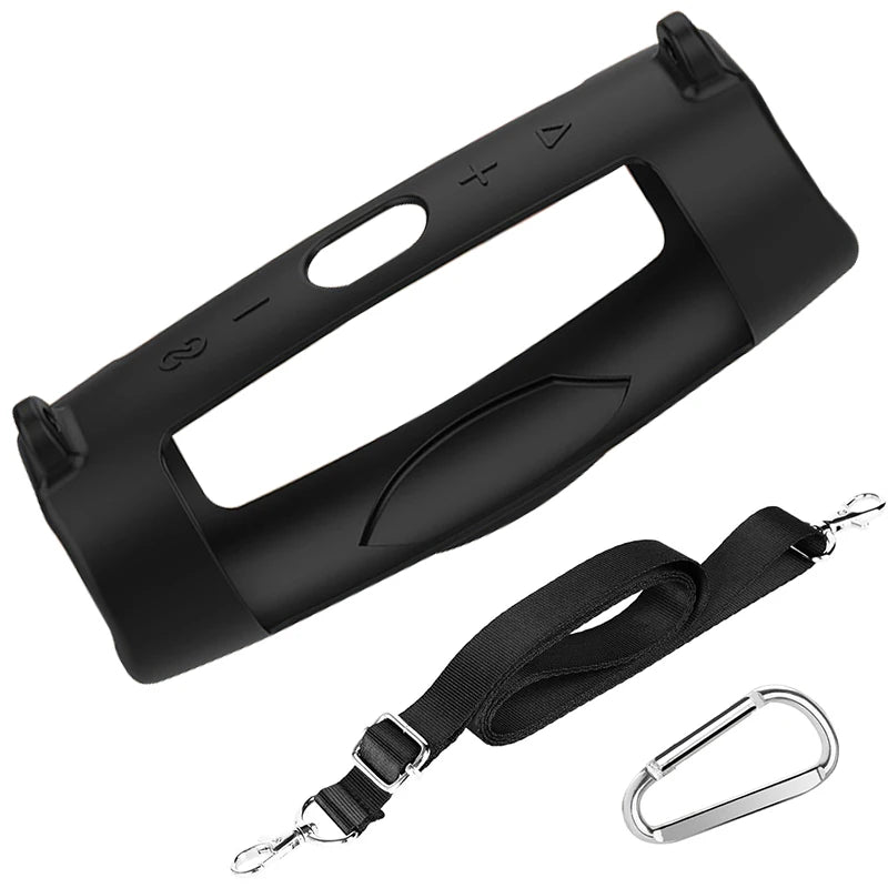 Newest Bluetooth Speaker Case Soft Silicone Cover Skin with Strap Carabiner for JBL Charge 5 Wireless Bluetooth Speaker Bag