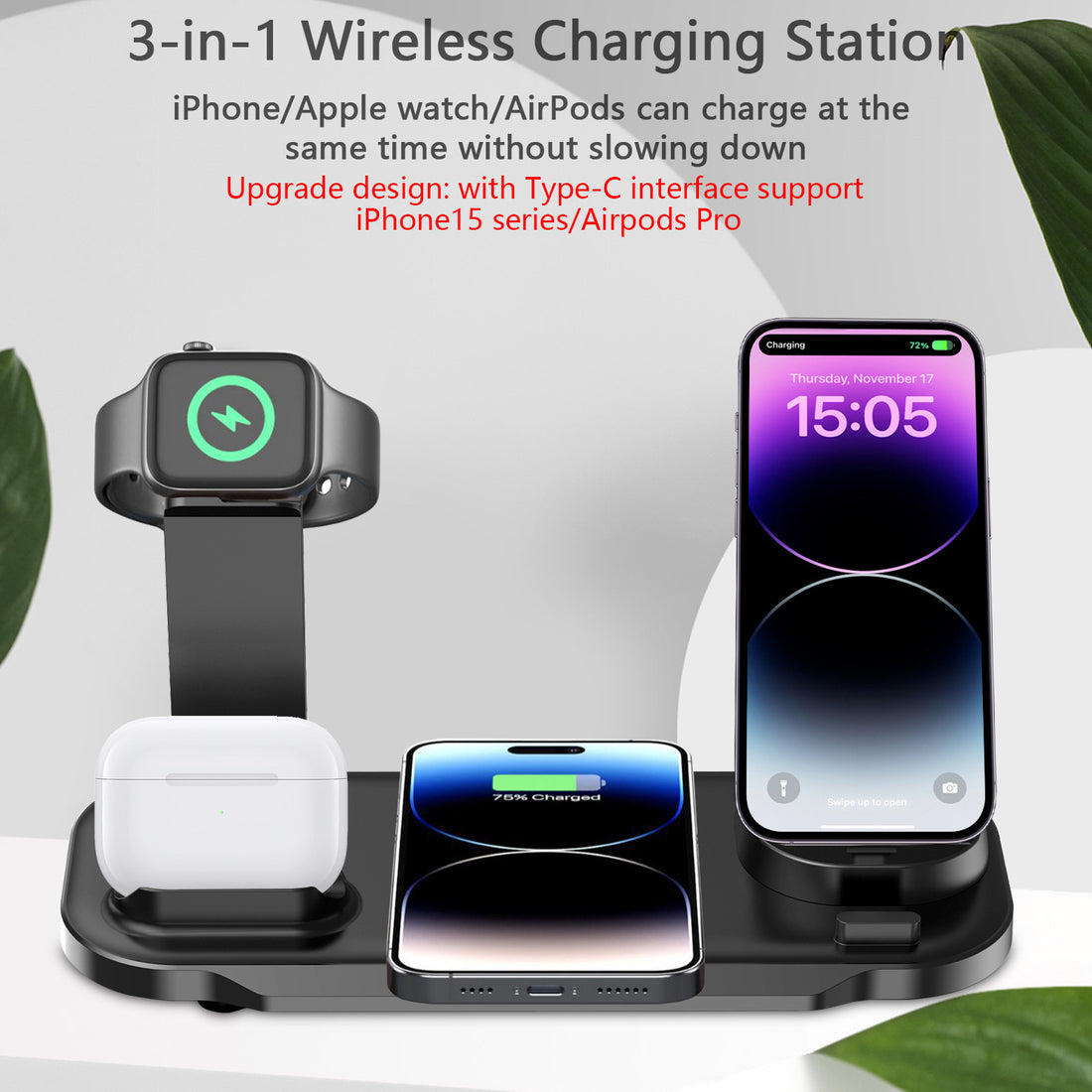 Multifunctional Three-in-one Mobile Phone Watch Wireless Charger - GlitchyPhones